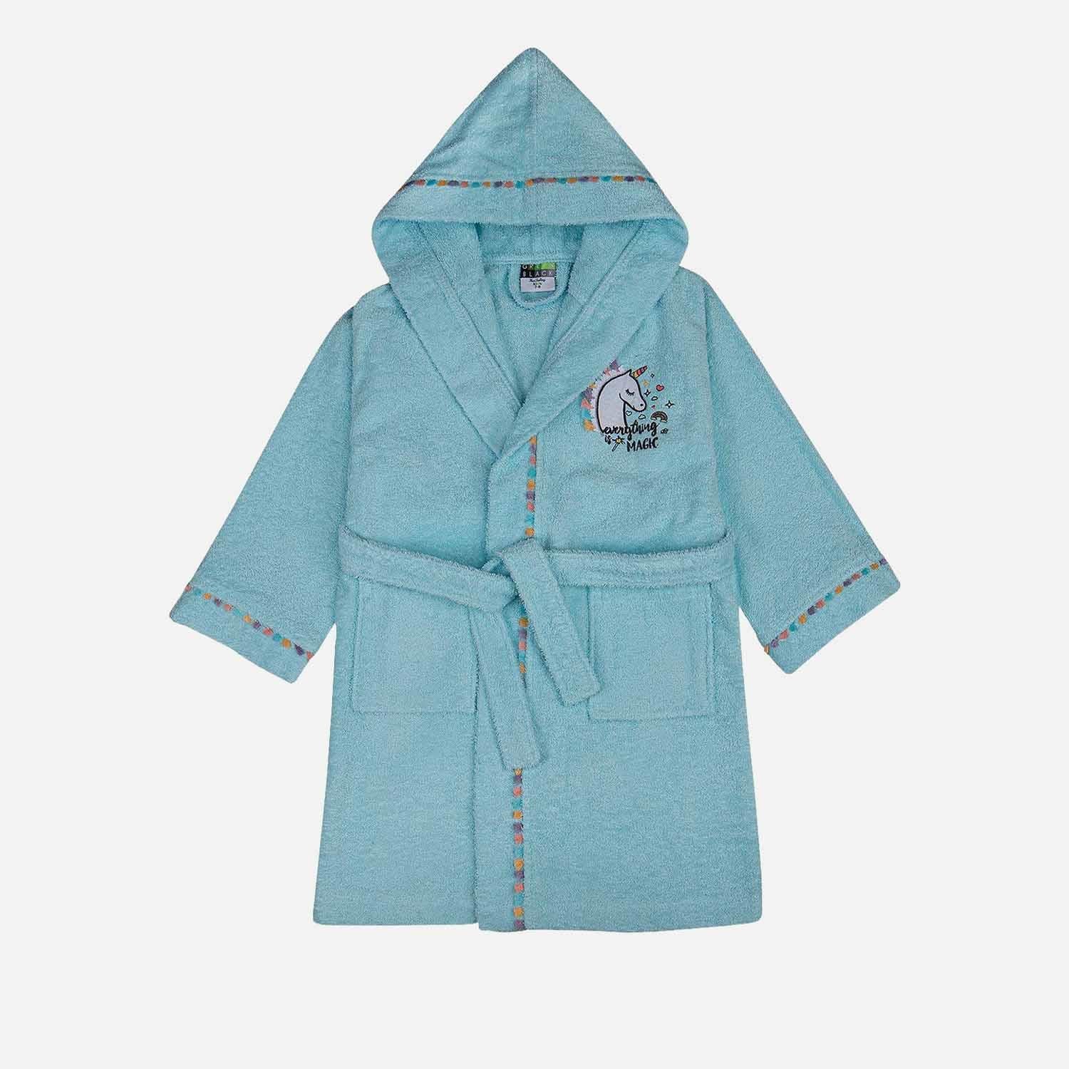 Unicorn Cotton Kids' Bathrobe Mint