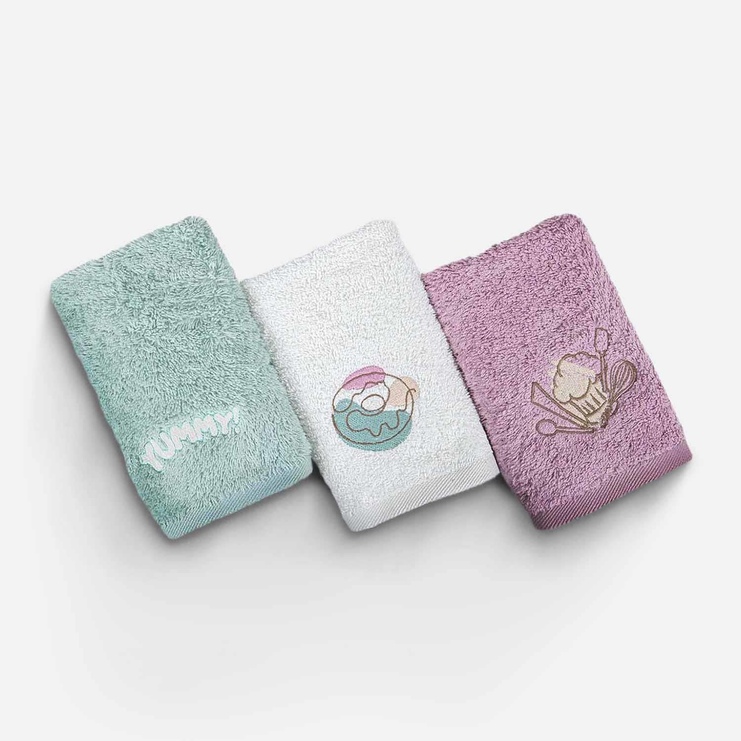 Verona Organic Cotton Dish Towel Set Lilac - Cream - Mint