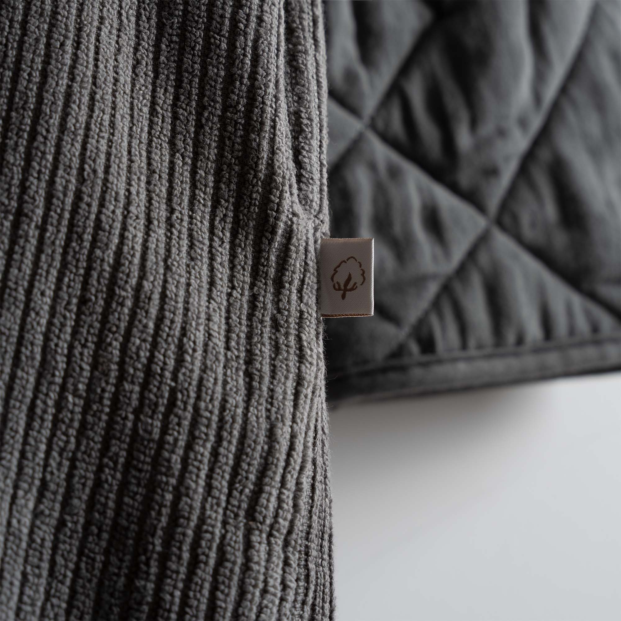 Hüma Quilted Turkish Cotton Men's Bathrobe Anthracite