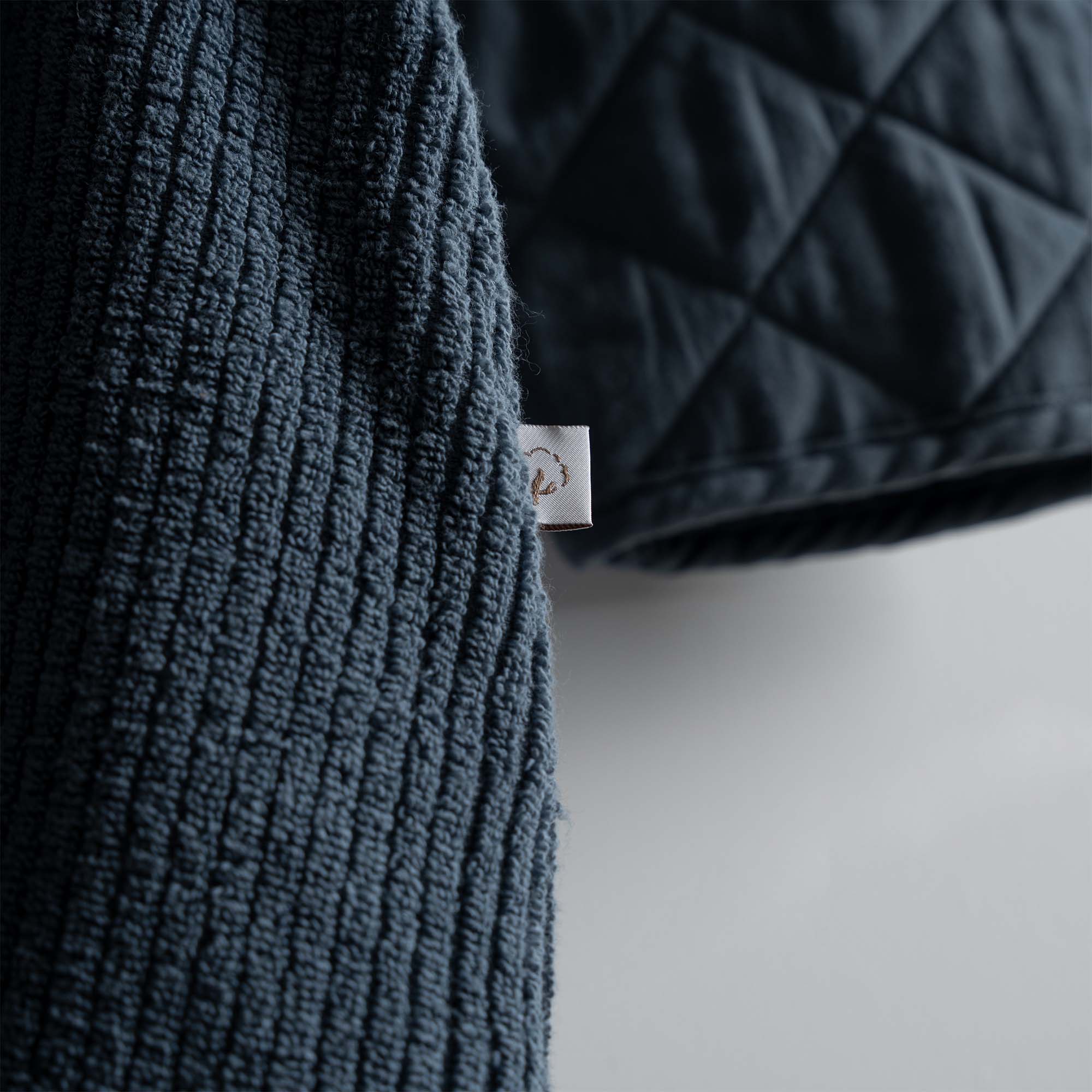 Hüma Quilted Turkish Cotton Men's Bathrobe Navy Blue