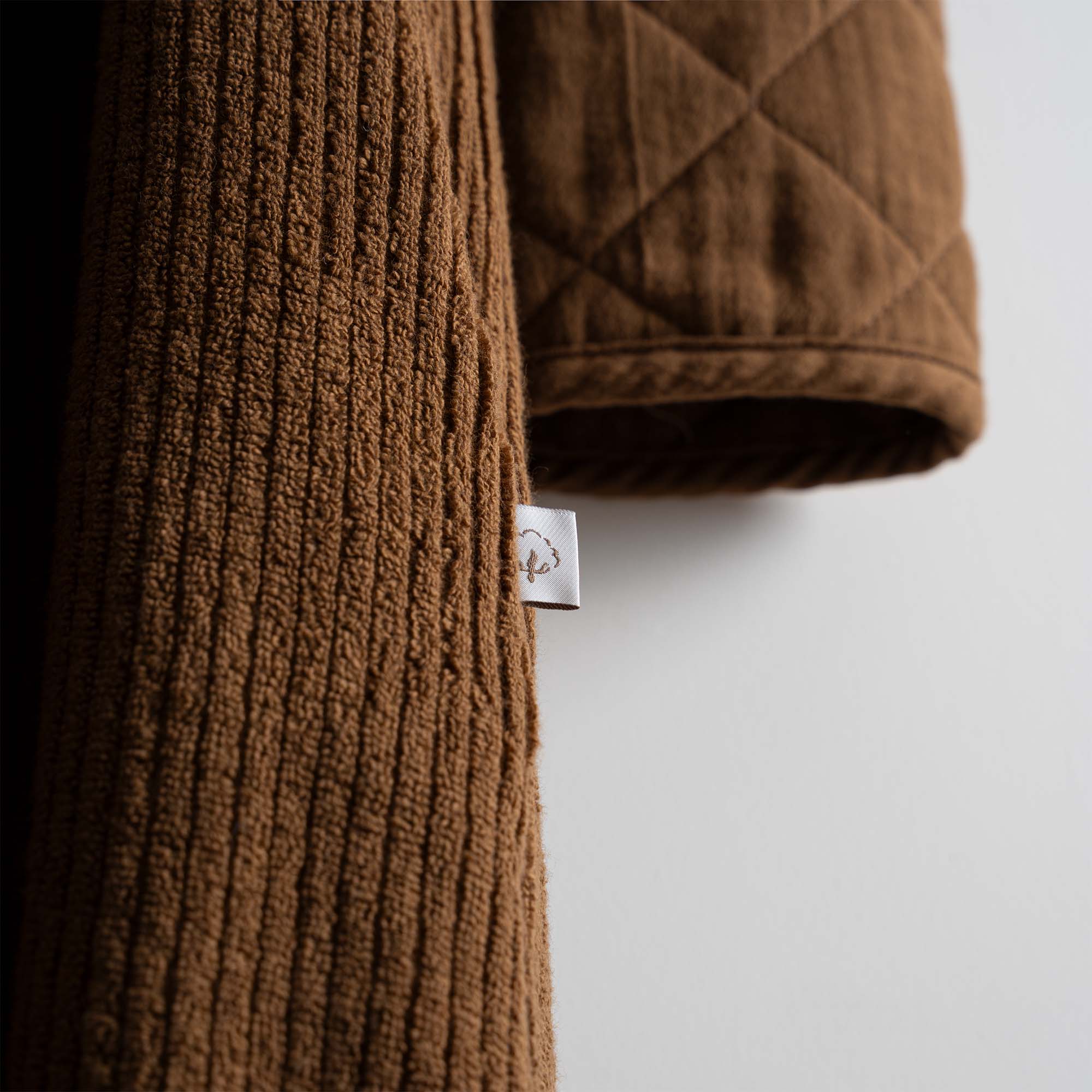Hüma Quilted Turkish Cotton Women's Bathrobe Brown
