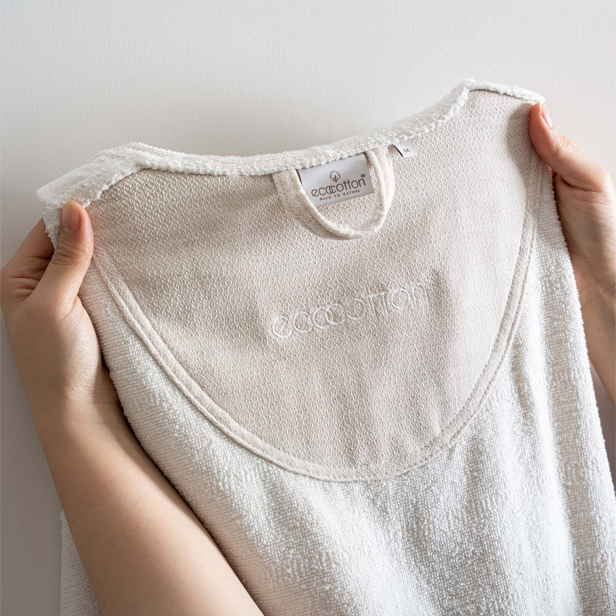 Hasna Organic Cotton Linen Men's Bathrobe Beige