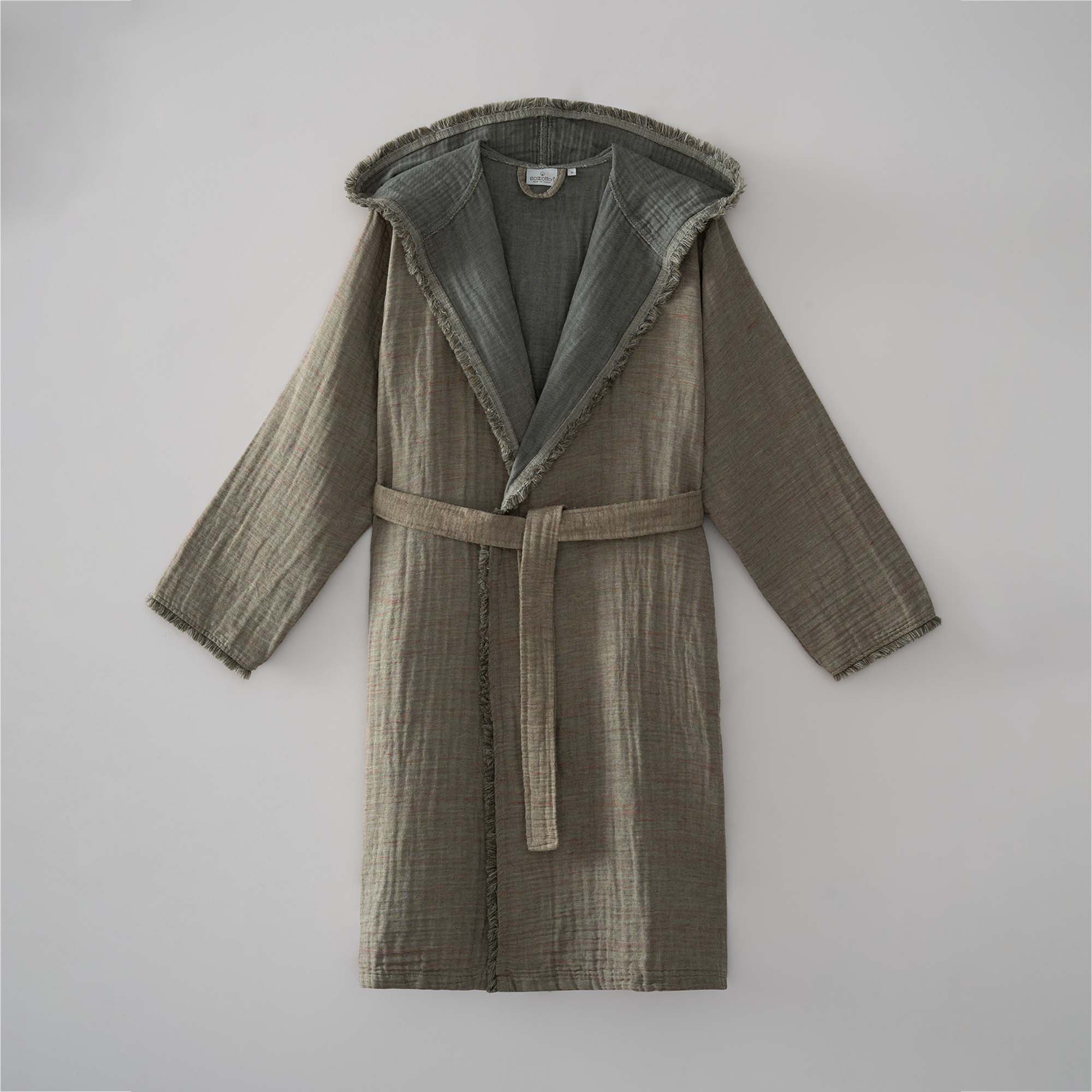 Muna Organic Turkish Cotton Women's Bathrobe Inject Green-Dark Green