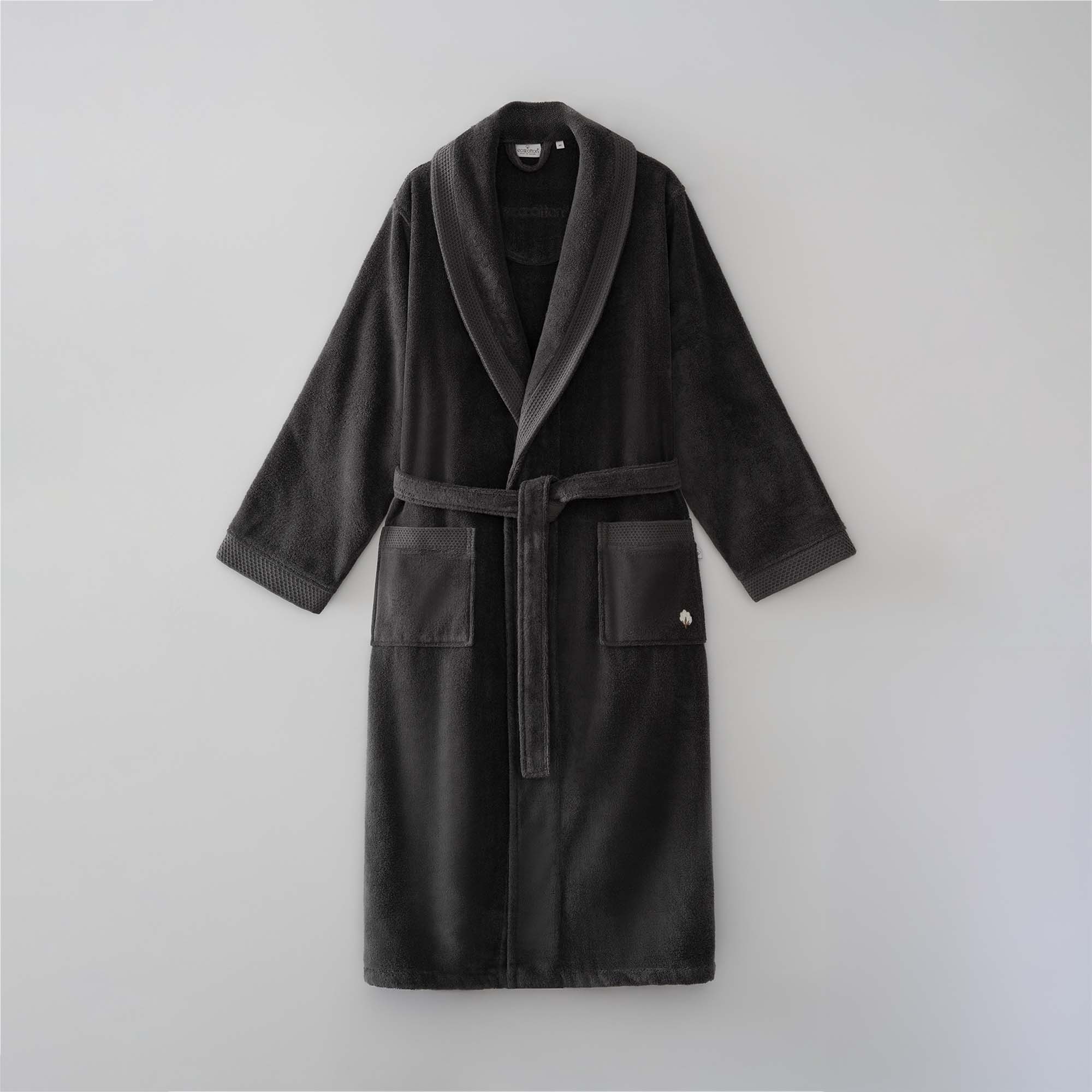 Pure Cotton Organic Cotton Men's Bathrobe Anthracite