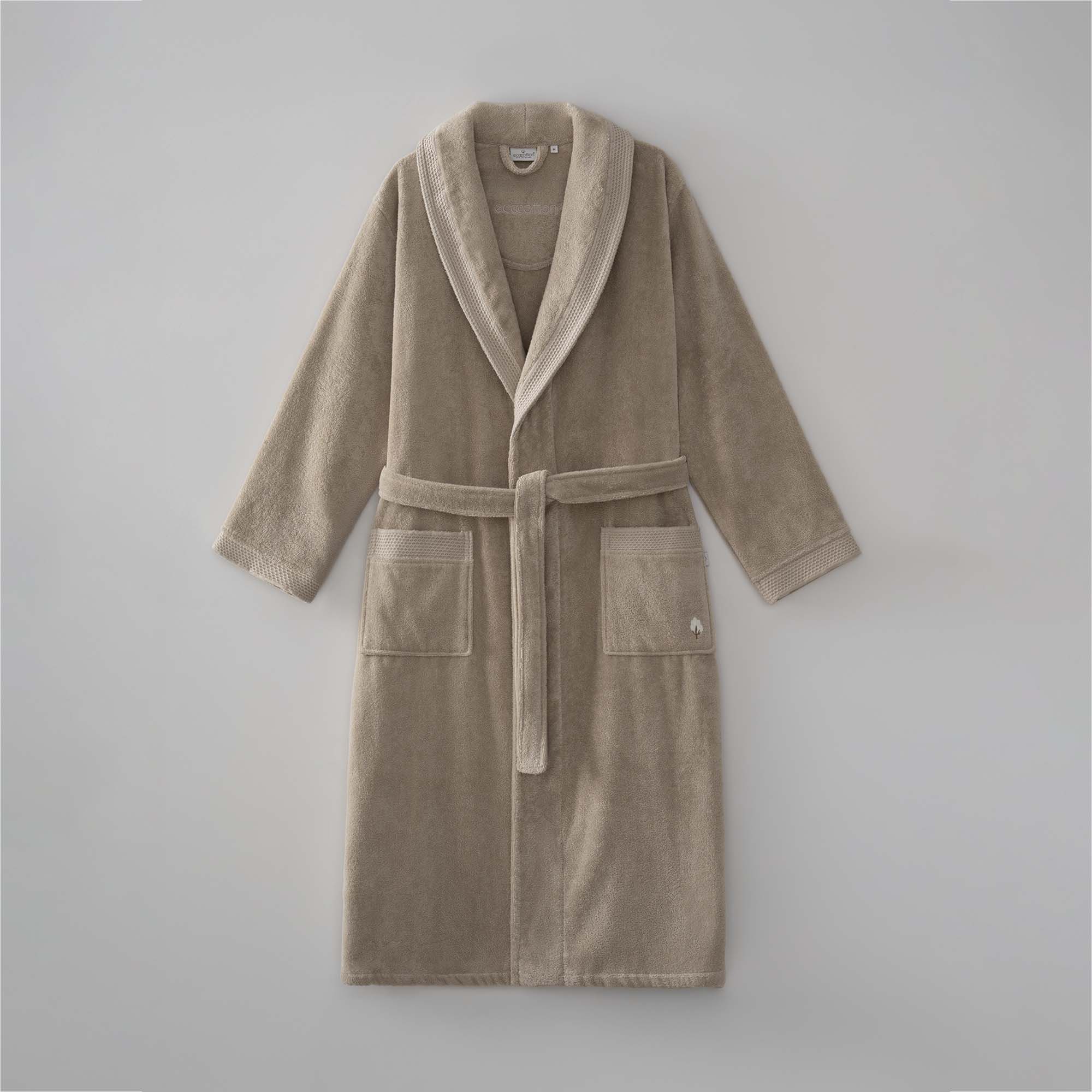 Pure Cotton Organic Turkish Cotton Men's Bathrobe Beige