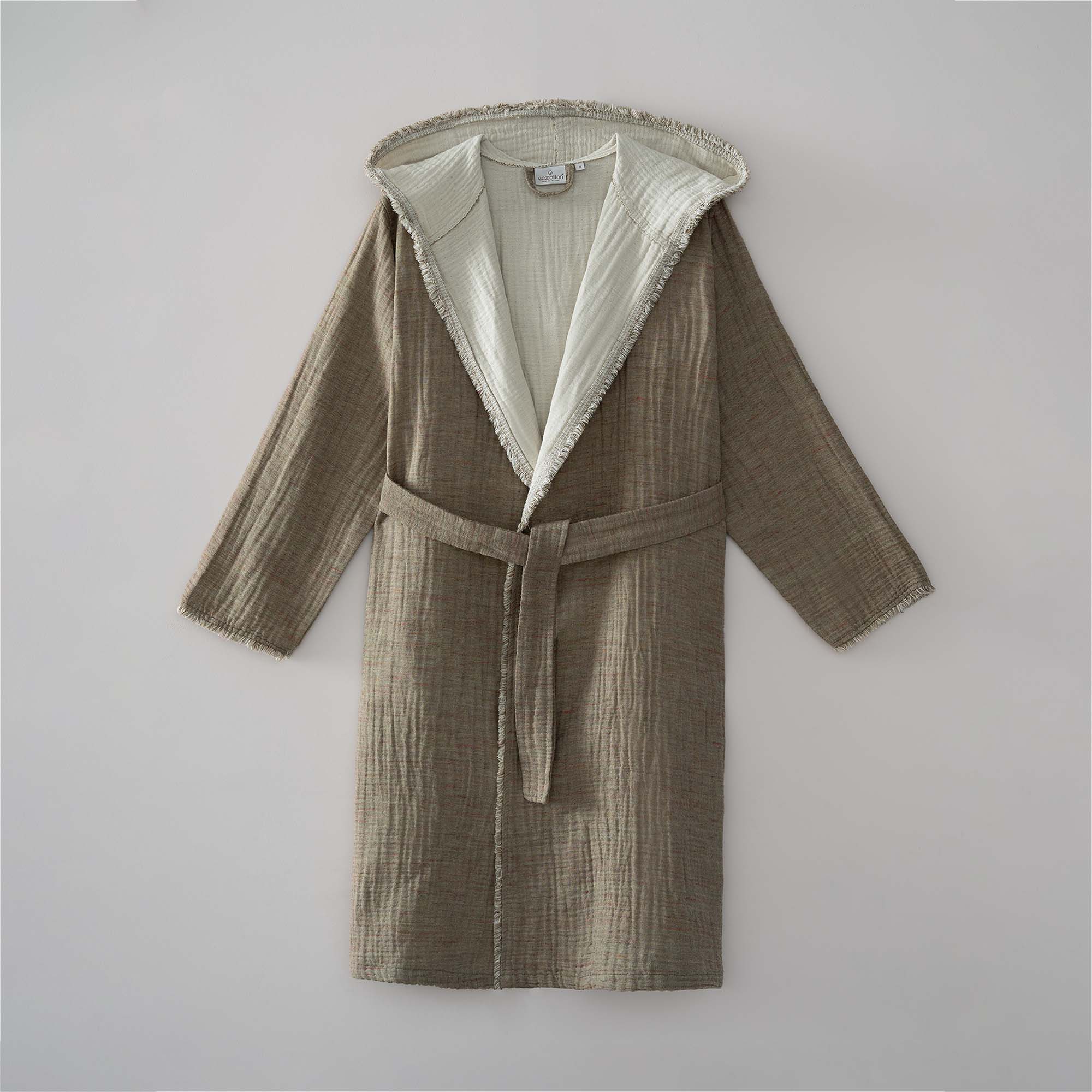 Muna Organic Turkish Cotton Women's Bathrobe Inject Green-Cream