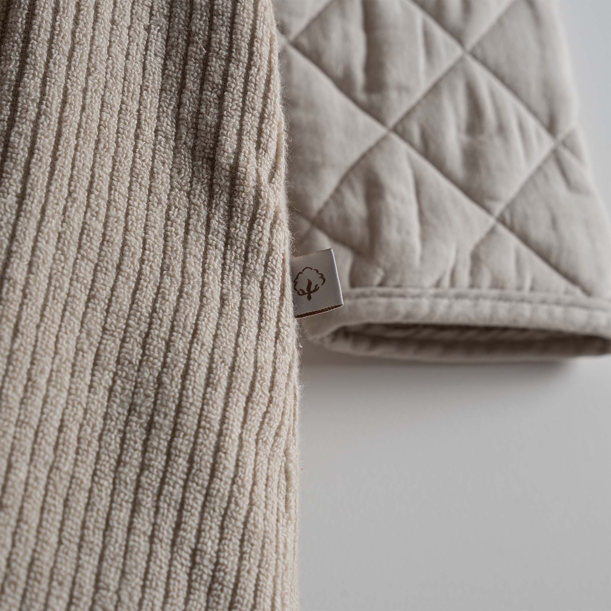 Hüma Quilted Turkish Cotton Women's Bathrobe Beige